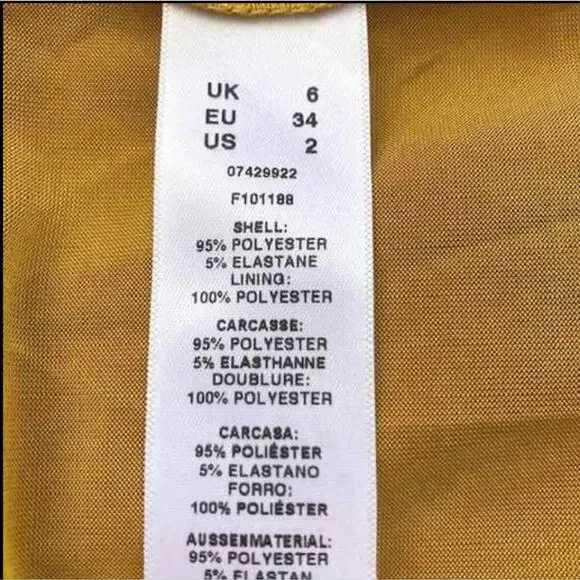 ASOS NEW One Shoulder Long Sleeve Gorgeous Yellow Gold Slinky Asymmetric Dress 2 - Picture 6 of 9